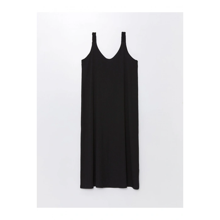 U Yaka Düz Askılı Kadın Elbise