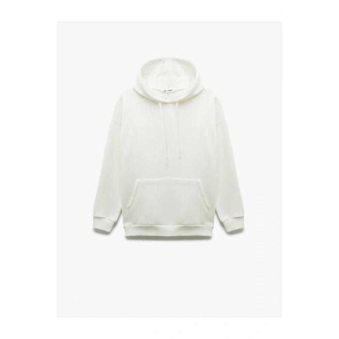 Üç İplik Şardonlu Kanguru Cepli Basic Kapüşonlu Sweatshirt