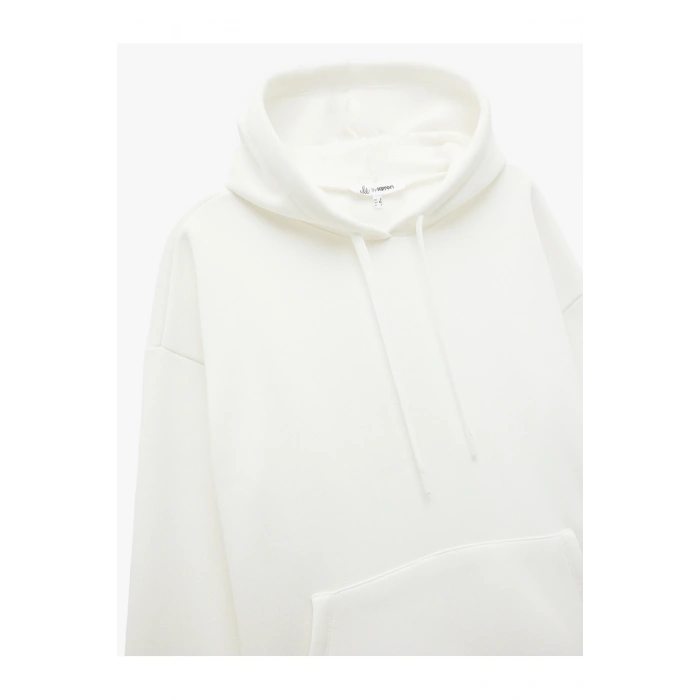 Üç İplik Şardonlu Kanguru Cepli Basic Kapüşonlu Sweatshirt