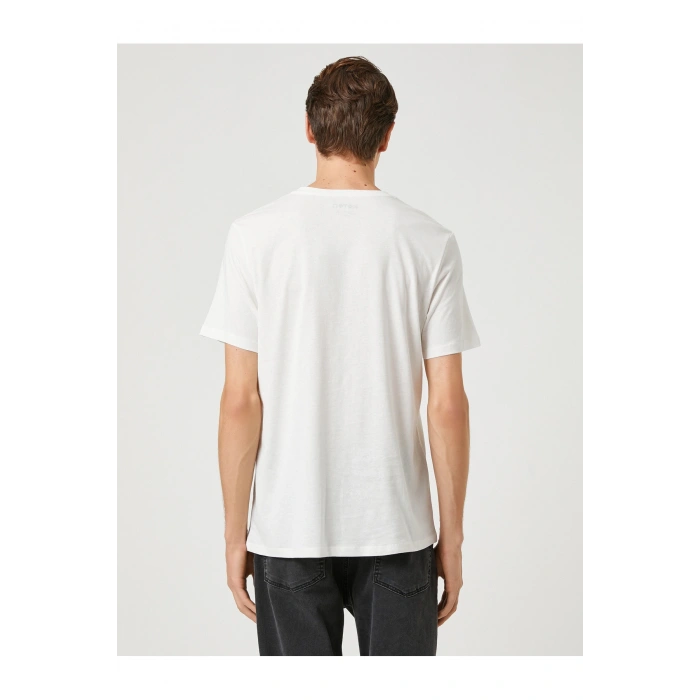 Uzakdoğu Baskılı Tişört Bisiklet Yaka Kısa Kollu