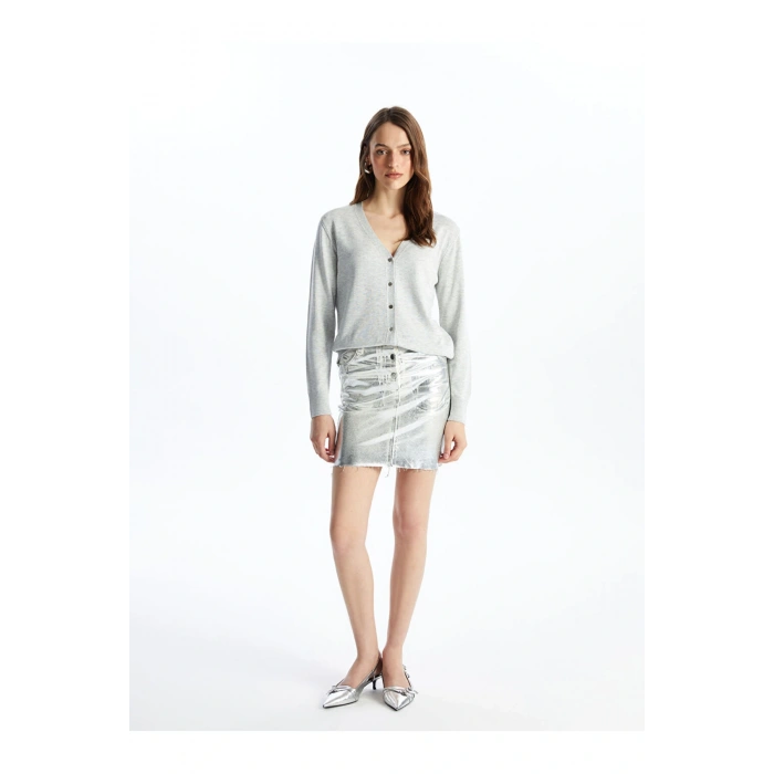 V Yaka Kadın Triko Hırka