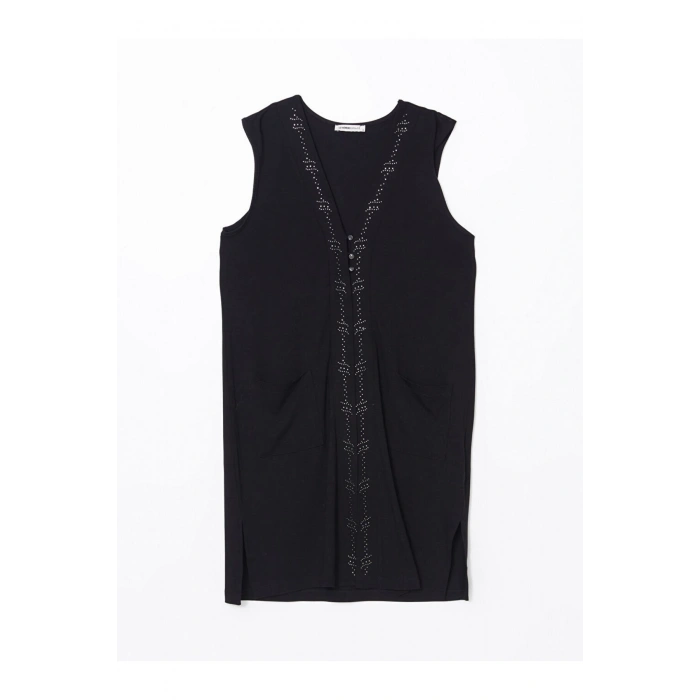 V Yaka Tasli Kadin Yelek - S5FT44Z8