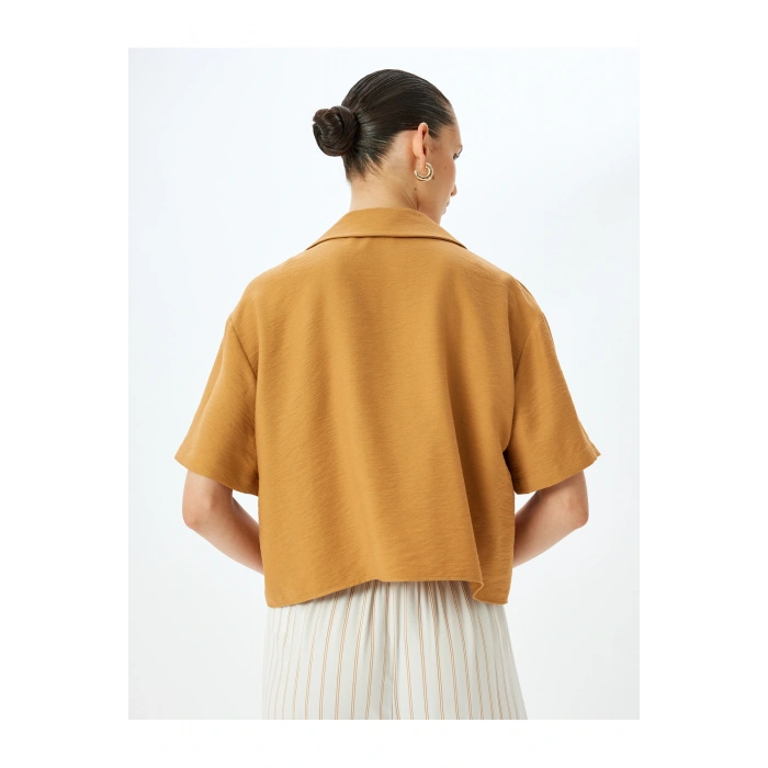 Viskon Kısa Kollu Bol Kesim Polo Yaka Bluz