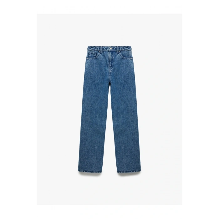 X Sima Tarkan - Pamuklu Düz Uzun Paça Normal Bel Jean Pantolon - Straight Fit Jean 5SAL4020