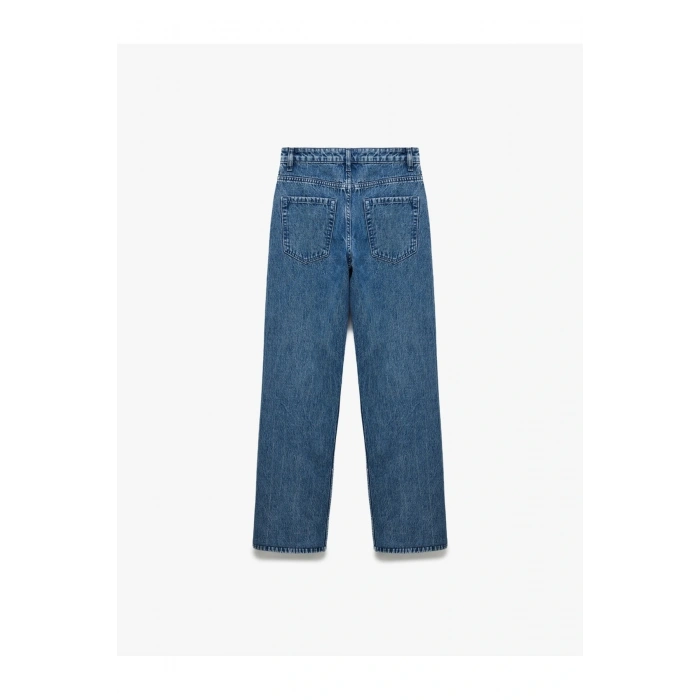 X Sima Tarkan - Pamuklu Düz Uzun Paça Normal Bel Jean Pantolon - Straight Fit Jean 5SAL4020