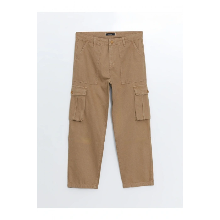 XSIDE Açık Haki Standart Kalıp Gabardin Erkek Kargo Pantolon