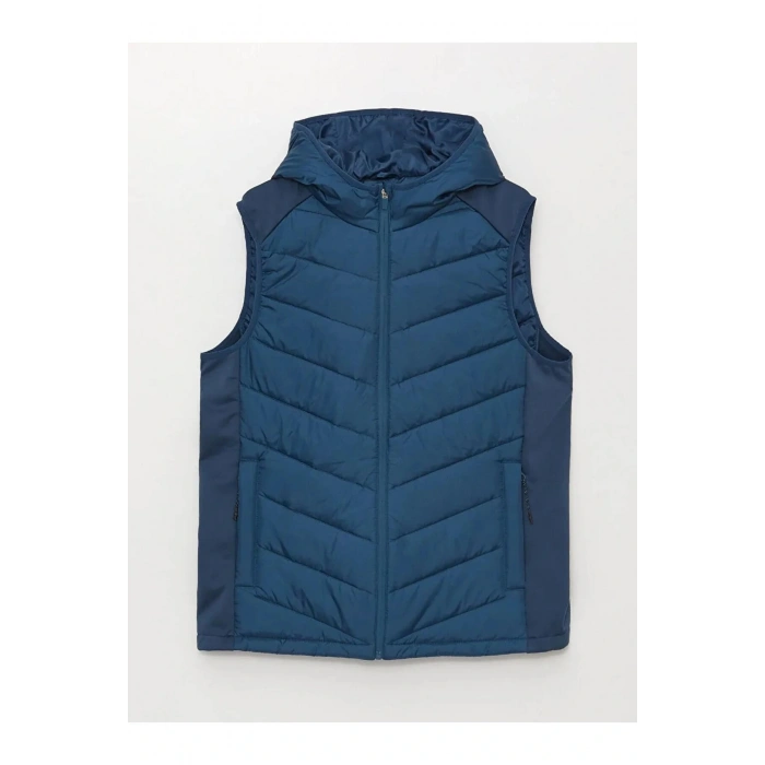 XSIDE ACTIVE Indigo Standart Kalıp Kapüşonlu Erkek Şişme Yelek