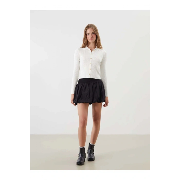 XSIDE Ekru Polo Yaka Kadın Triko Hırka