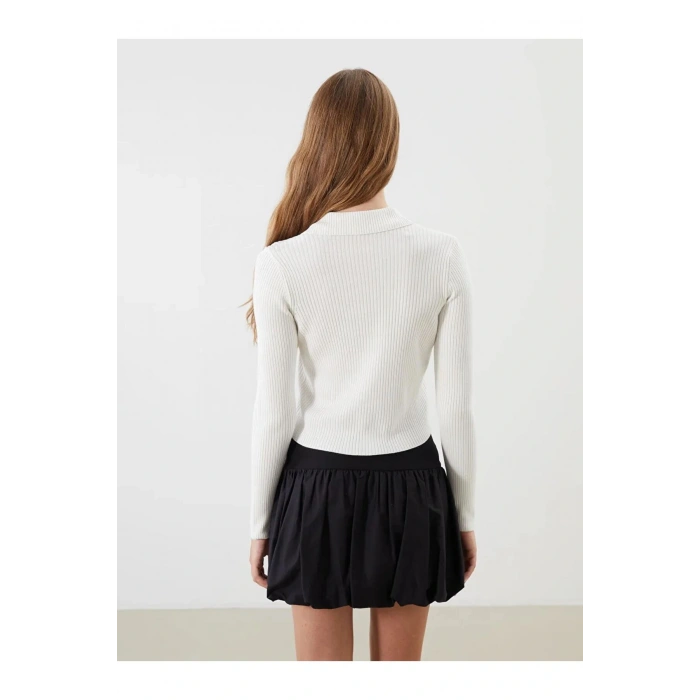 XSIDE Ekru Polo Yaka Kadın Triko Hırka