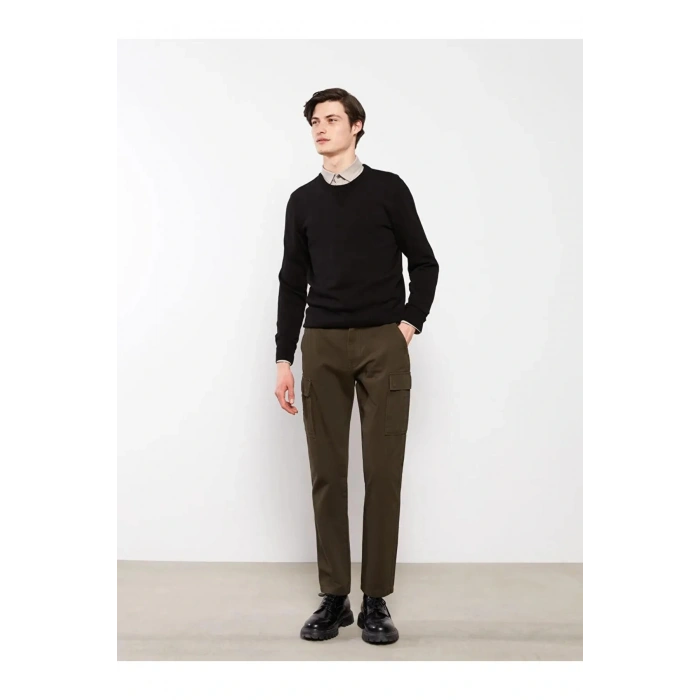 XSIDE Haki Standart Kalıp Gabardin Erkek Kargo Pantolon