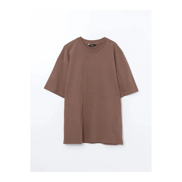 XSIDE Kahverengi Bisiklet Yaka Kısa Kollu Penye Erkek Tişört