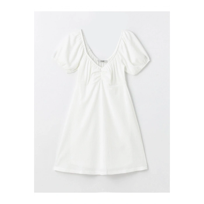 XSIDE Kalp Yaka Düz Kısa Kollu Kadın Elbise