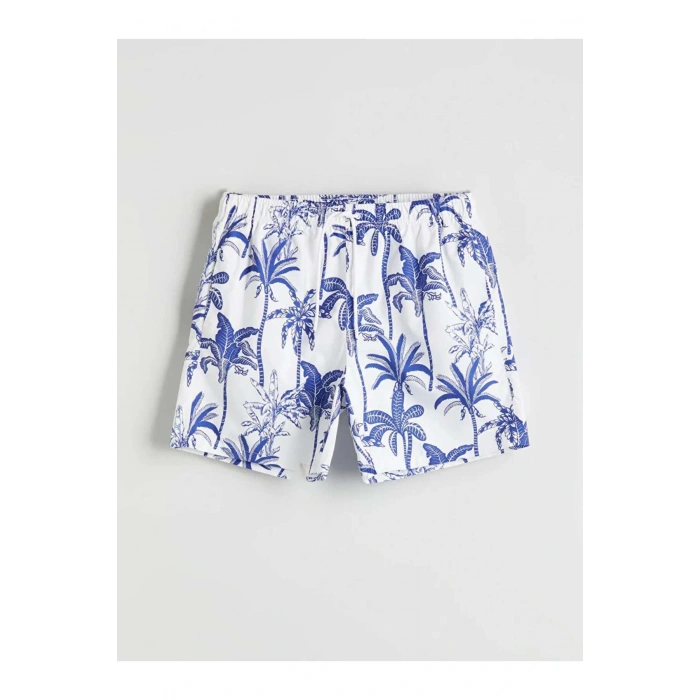 XSIDE Lacivert Kısa Boy Desenli Erkek Deniz Şortu