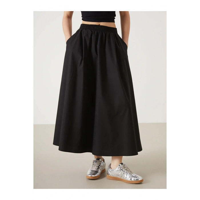 XSIDE Siyah Beli Lastikli Kadın Etek