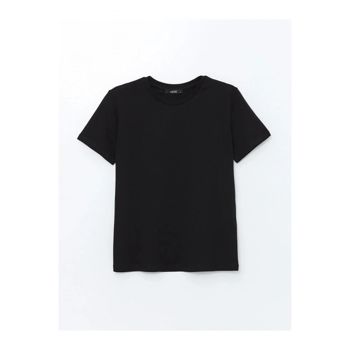 XSIDE Siyah Bisiklet Yaka Kadın Tişört