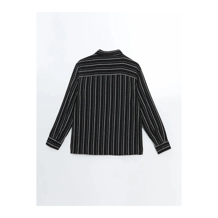 XSIDE Siyah Regular Fit Uzun Kollu Çizgili Erkek Gömlek