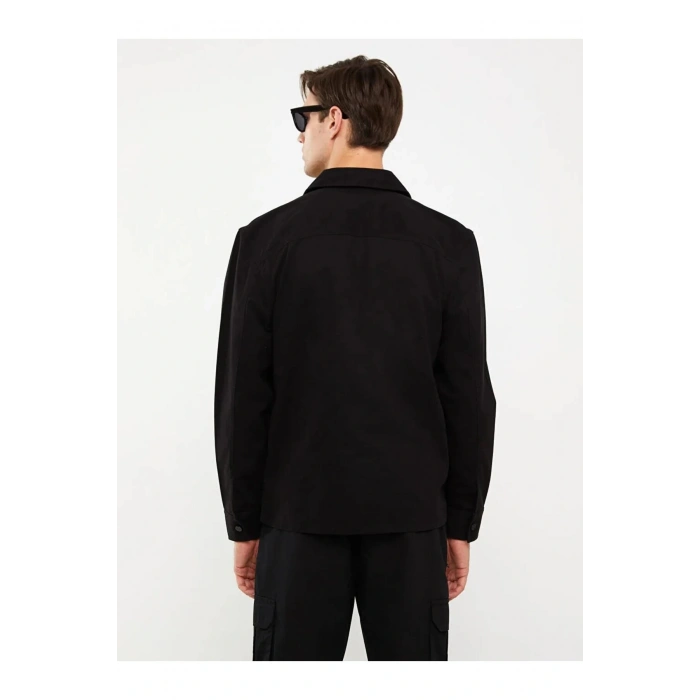 XSIDE Siyah Regular Fit Uzun Kollu Gabardin Erkek Gömlek Ceket