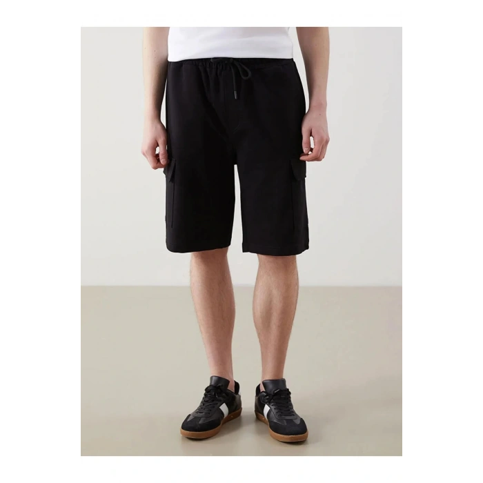 XSIDE Siyah Slim Fit Erkek Kargo Şort