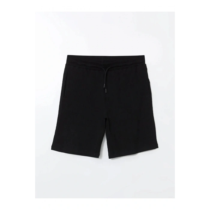 XSIDE Siyah Standart Kalıp Beli Bağlama Detaylı Erkek Şort