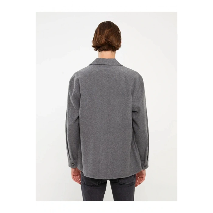 XSIDEGri Rahat Kalıp Uzun Kollu Erkek Oduncu Gömlek Ceket