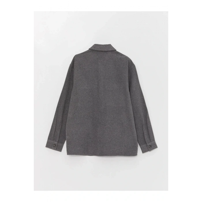 XSIDEGri Rahat Kalıp Uzun Kollu Erkek Oduncu Gömlek Ceket