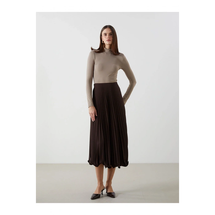 Yeni Sezon Beli Lastikli Sifon Kadin Pileli Etek - S5N225Z8