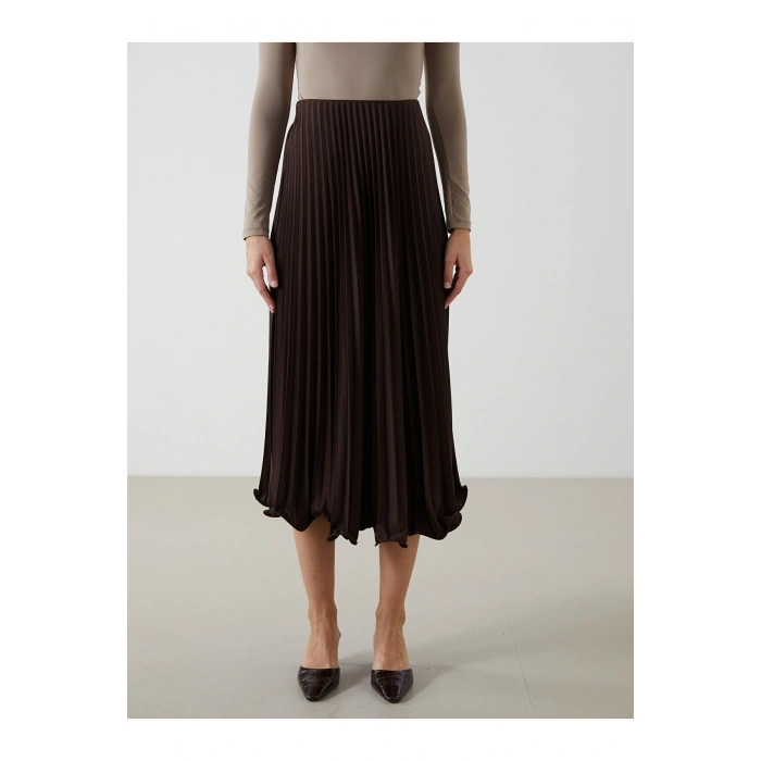 Yeni Sezon Beli Lastikli Sifon Kadin Pileli Etek - S5N225Z8