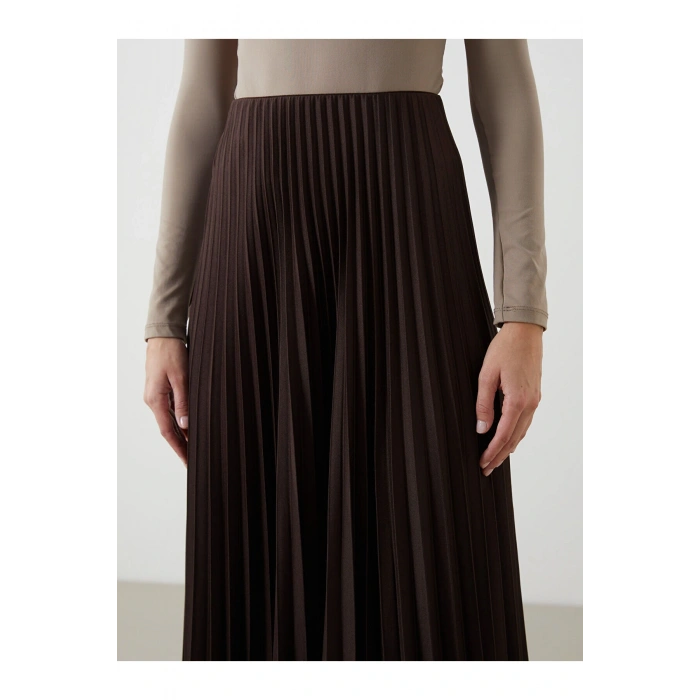 Yeni Sezon Beli Lastikli Sifon Kadin Pileli Etek - S5N225Z8