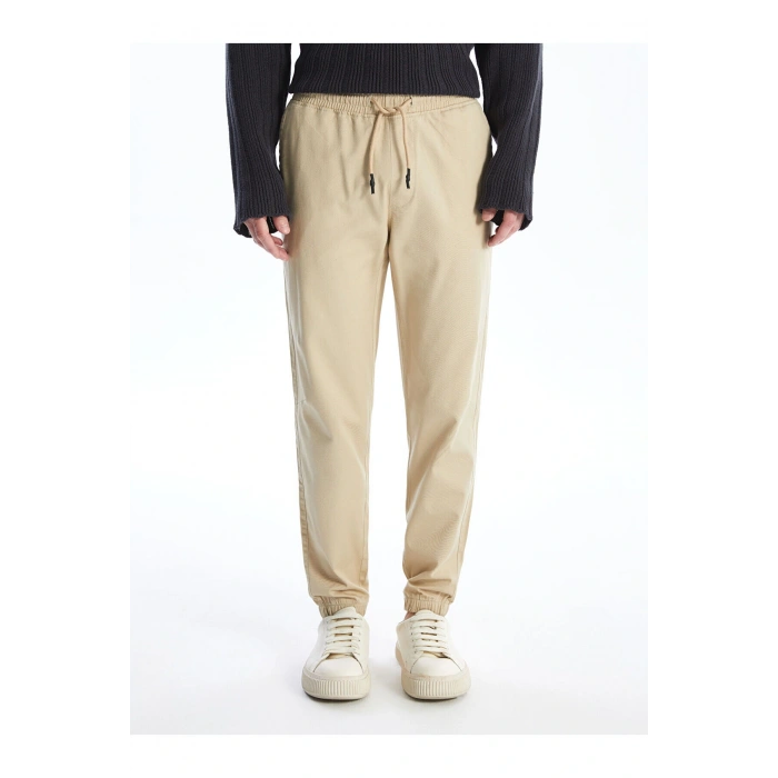 Yeni Sezon Standart Kalip Gabardin Erkek Jogger Pantolon - W42232Z8