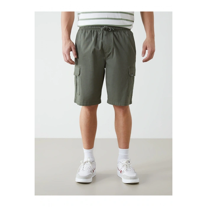 Yeni Sezon Standart Kalip Gabardin Erkek Kargo Sort - S55665Z8