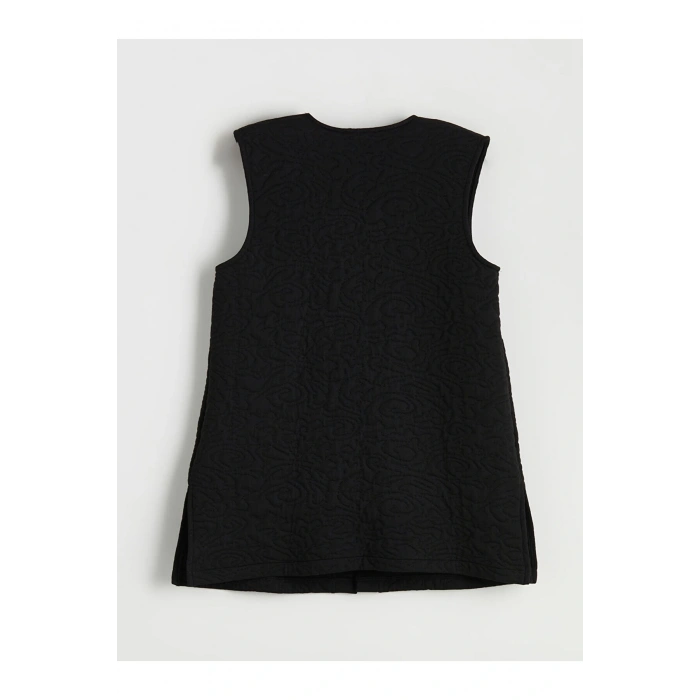 Yeni Sezon V Yaka Kendinden Desenli Kadın Yelek