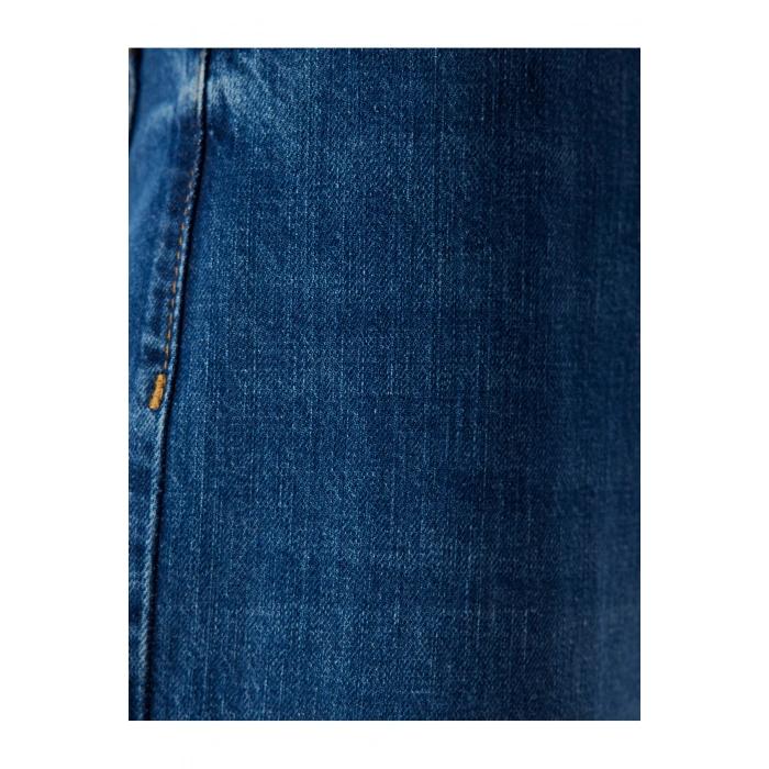 Yüksek Bel Kot Pantolon Düz Paça Düğmeli Cepli Pamuklu - Slim Straight Fit Jeans