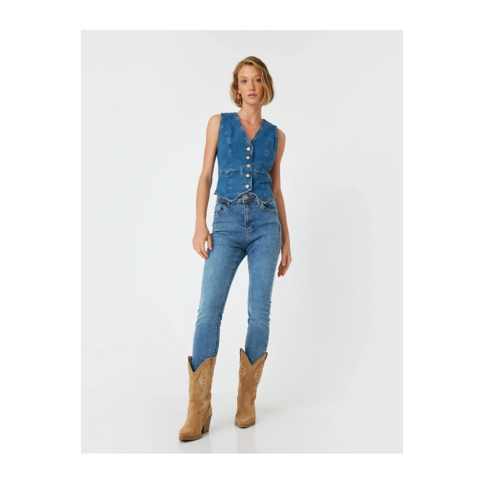 Yüksek Bel Kot Pantolon Skinny Push Up Fit - Skinny Jean