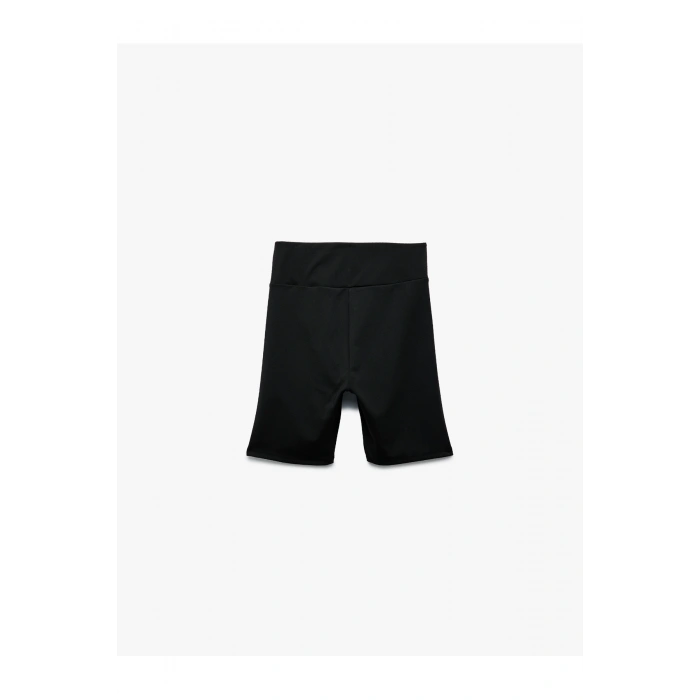 Yüksek Bel Slim Fit Baskılı İnterlok Biker Spor Tayt