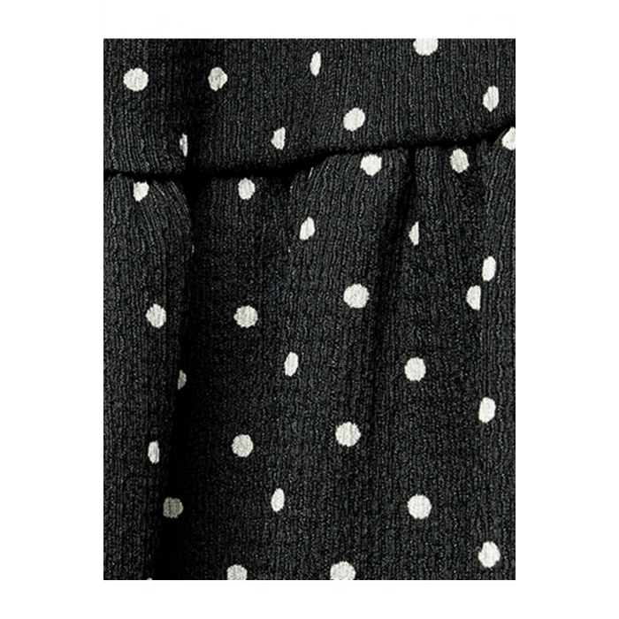 Yüksek Bel Volanlı Katlı Puantiyeli Midi Etek Bürümcük