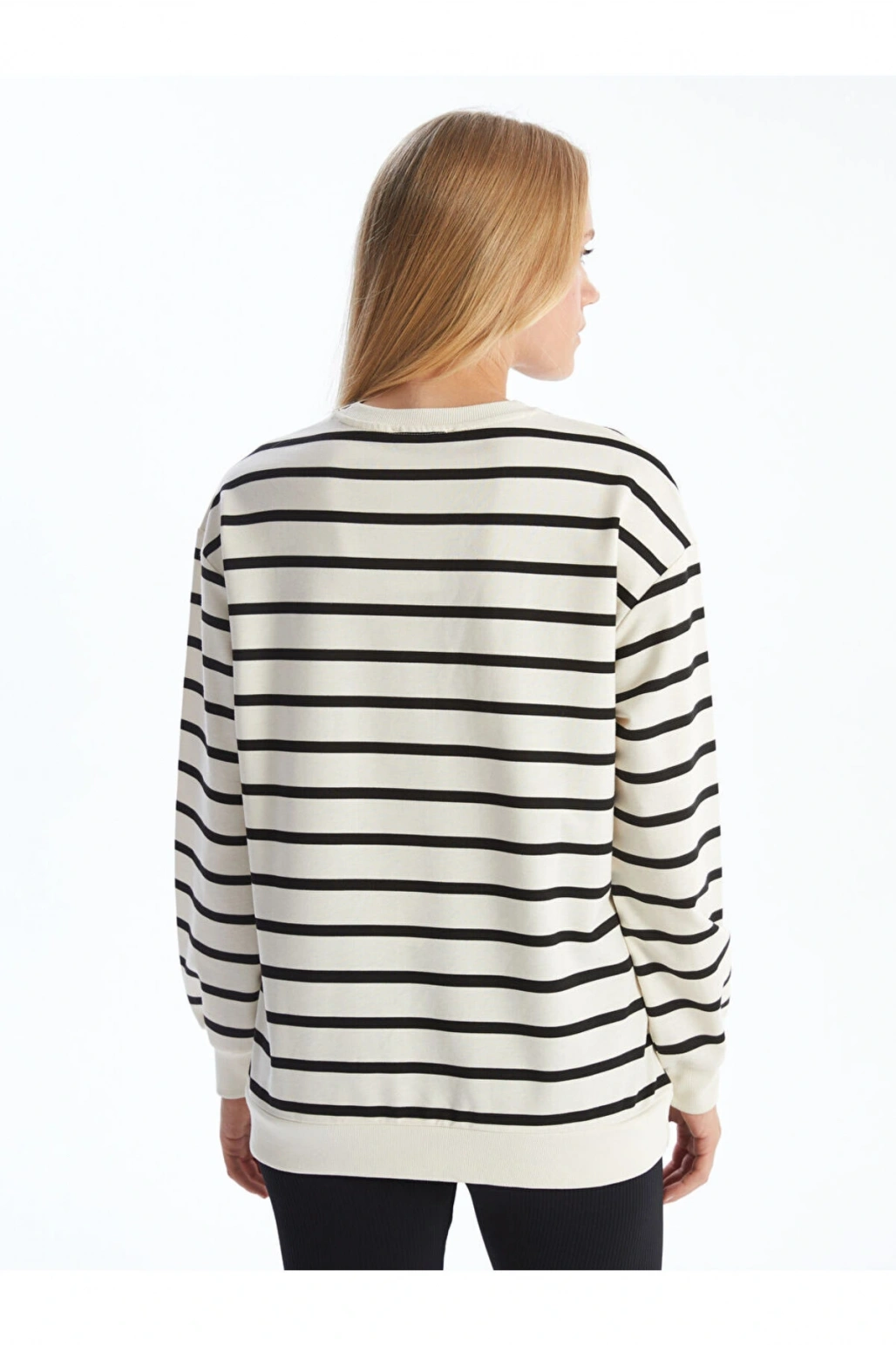 Bisiklet Yaka Cizgili Kadin Sweatshirt - W4ID62Z8