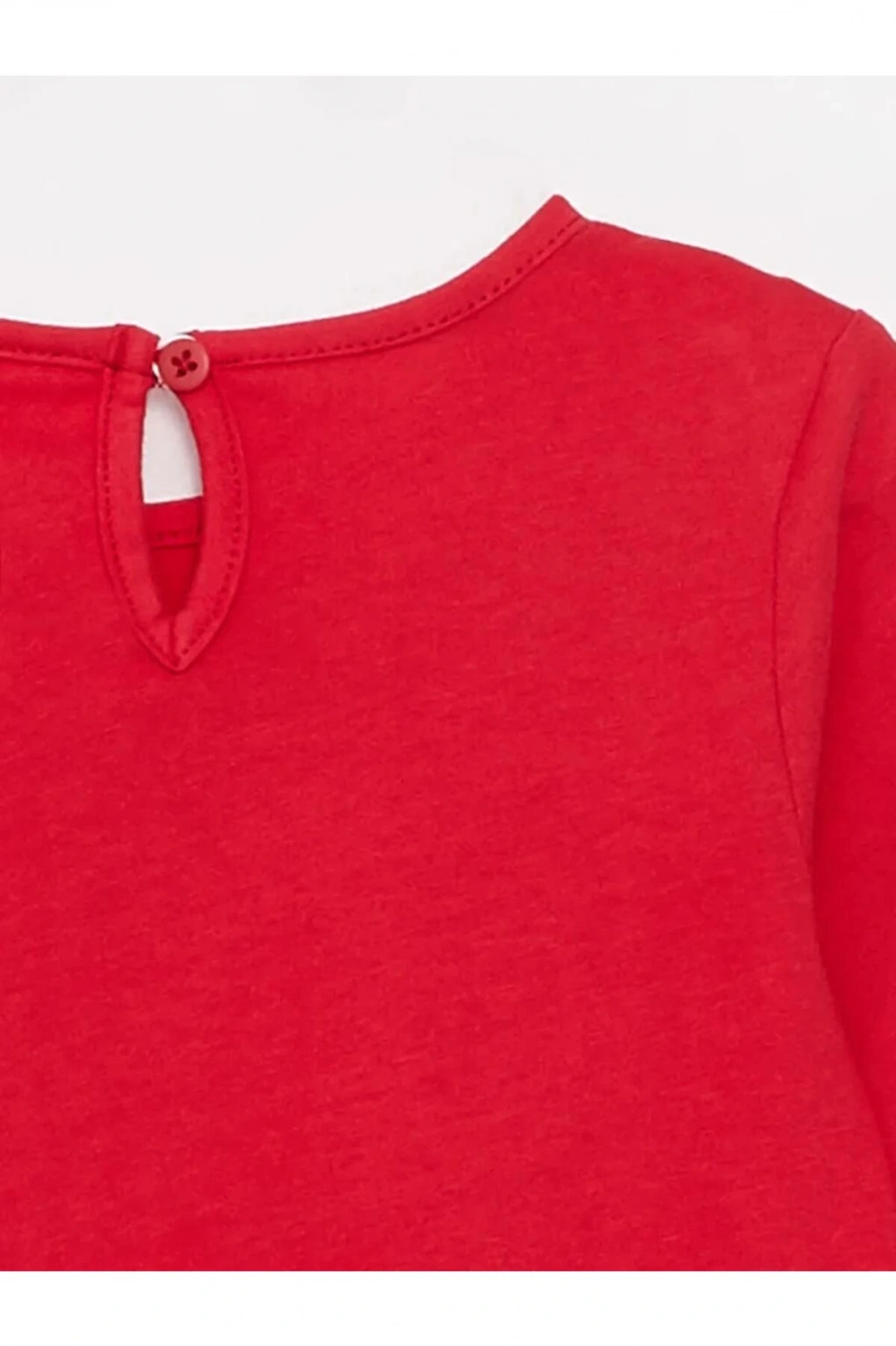 LCW baby Kırmızı Bisiklet Yaka Uzun Kol Basic Kız Bebek Tişört