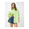 3sak60011pw 786 Yeşil Kadın Pamuk Woven Tops Gömlek