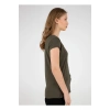 22y0147k1 V Yaka Kısa Kollu Normal Kalıp Düz Haki Kadın T-shirt