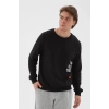 Bisiklet Yaka Baskılı Sweatshirt Siyah / Black