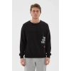 Bisiklet Yaka Baskılı Sweatshirt Siyah / Black