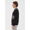 Bisiklet Yaka Baskılı Sweatshirt Siyah / Black