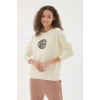 Baskılı Sweatshirt Ekru