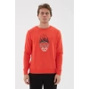 Bisiklet Yaka Baskılı Sweatshirt Kırmızı / Red
