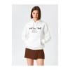 Kelebek Baskılı Sweatshirt Kapüşonlu Uzun Kollu