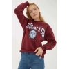 Baskılı Sweat Bordo