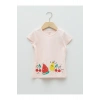 Bisiklet Yaka Kısa Kollu Baskılı Kız Bebek Tişört
