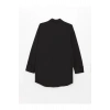 Gömlek Yaka Düz Uzun Kollu Oversize Poplin Kadın Tunik