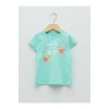 LCW baby Bisiklet Yaka Kısa Kollu Baskılı Kız Bebek Tişört