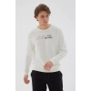 Bisiklet Yaka Baskılı Sweatshirt Ekru / Ecru